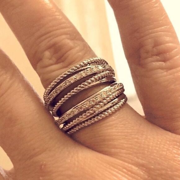 The Moderne Statement band ring in 925 and cubic zirconia - Picture 5 of 9